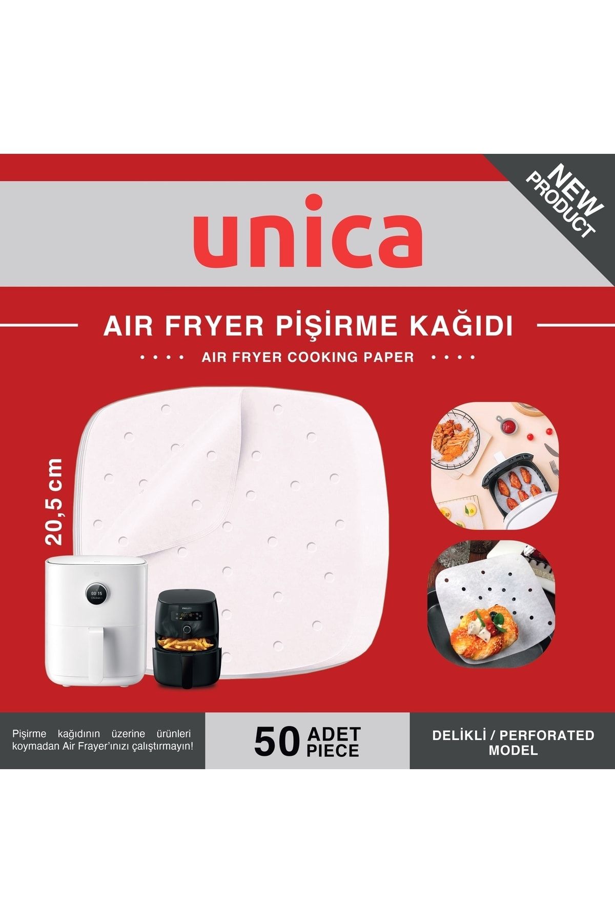 Unica Air Fryer Pişirme Kağıdı 50 Adet 20.5 Cm