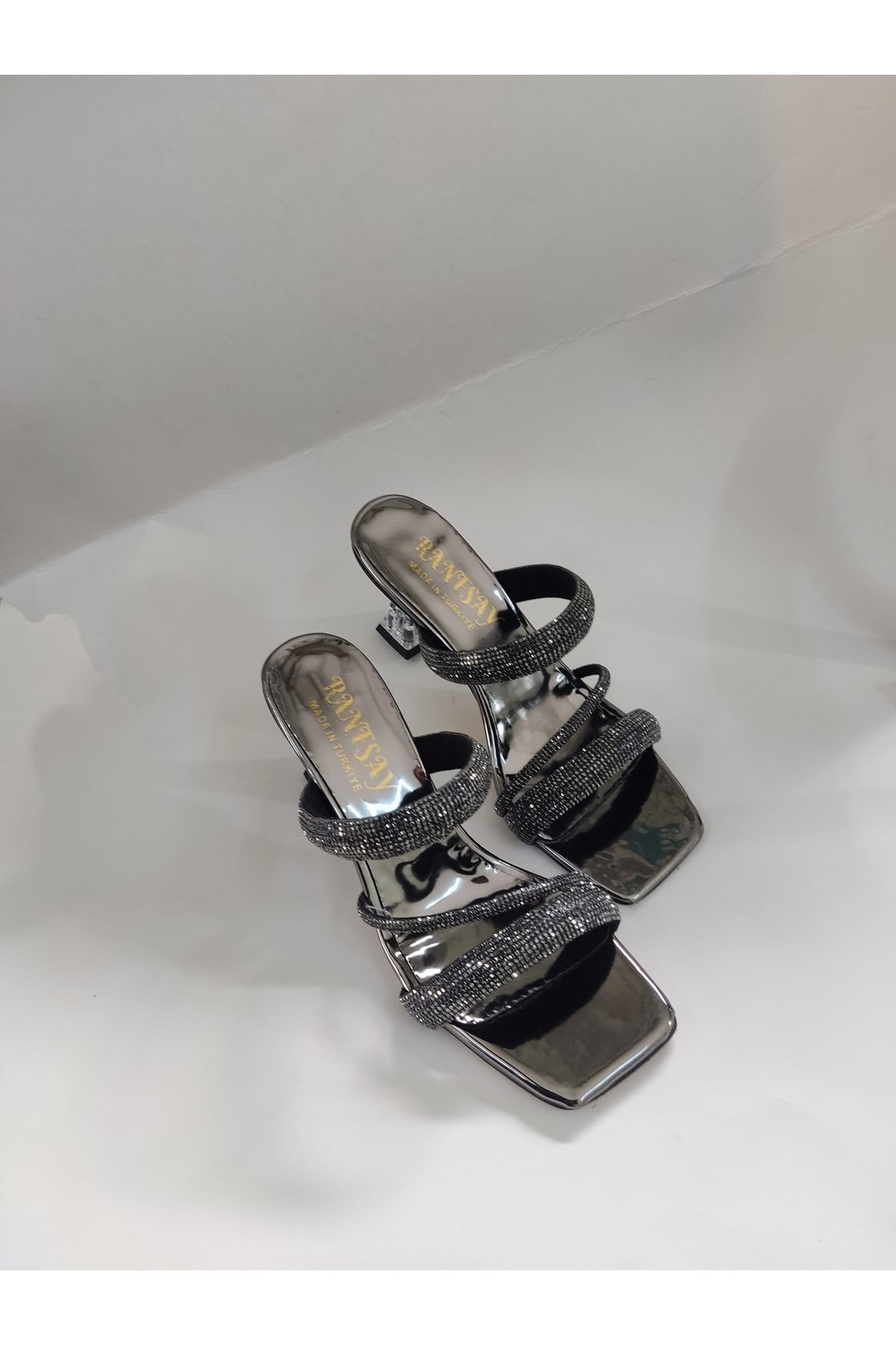 Renasay shose Kadın Taşlı Platin Topuklu Ayakkabı