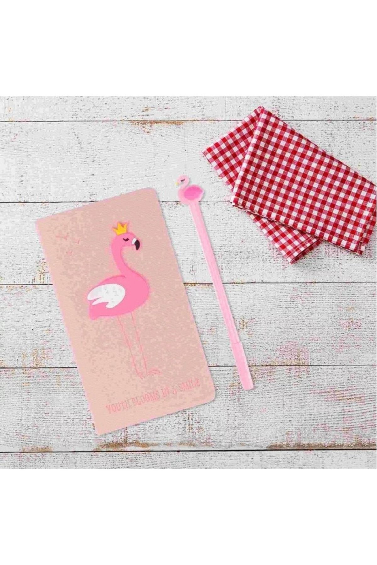 Genel Markalar Flamingo Temalı Defter + Iğne Uçlu Tükenmez Kalem Set( Hediyelik Defter Seti)