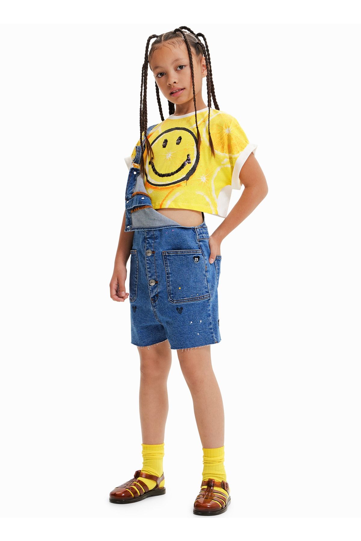 Desigual Desenli Sarı Kız Çocuk T-shirt 23sgtk23