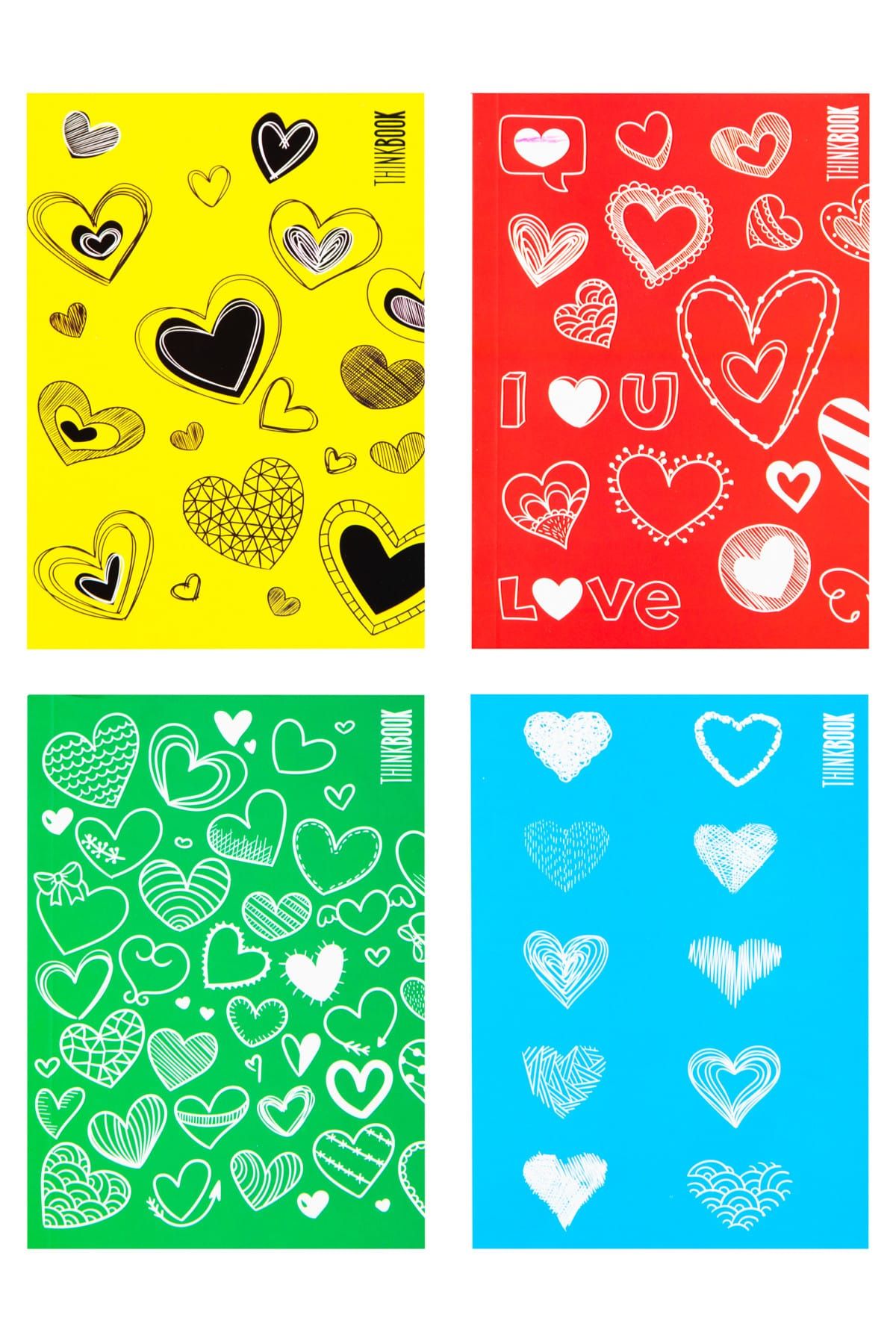 Thinkbook 4'lü Colorful Hearts Seri 10,5x14,5 Defterler