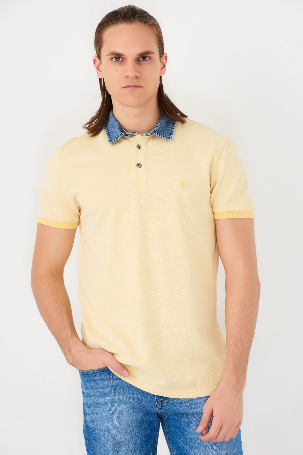 Mavi Erkek Denim Yaka Sarı Polo T-Shirt 062781-28813