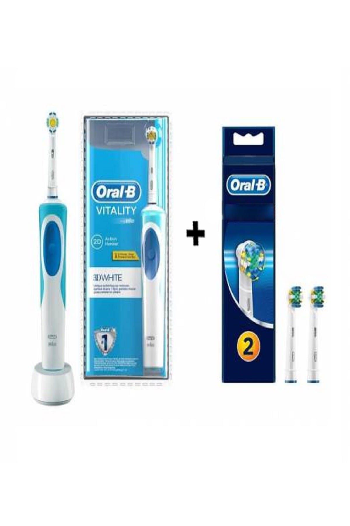Oral-B Vitality Şarj Edilebilir Diş Fırçası 3D White + 2'Li Başlık Hediyeli