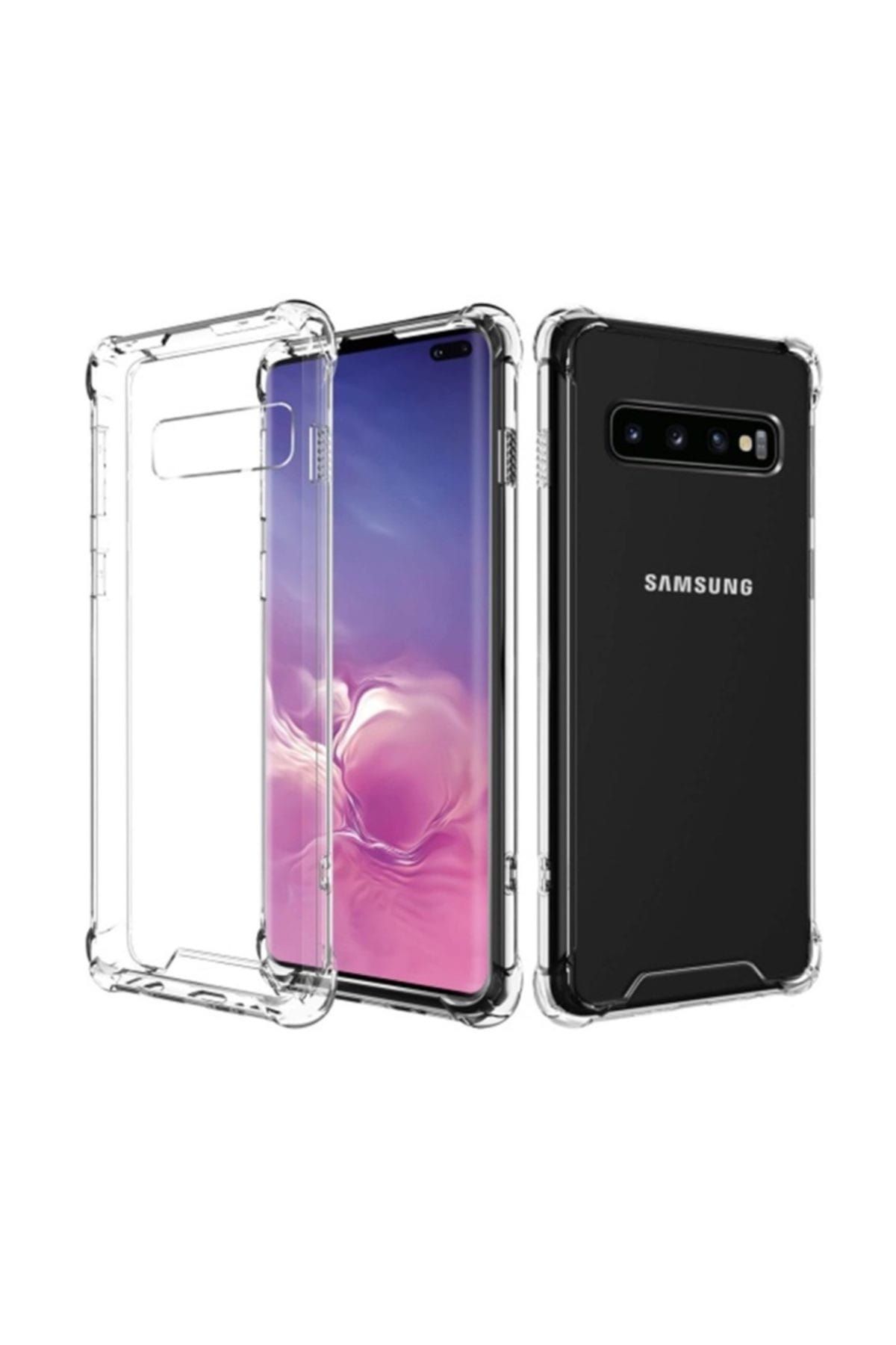 Telefon Aksesuarları Zengin Çarşım Samsung Galaxy S10 Ultra İnce Şeffaf Airbag Anti Şok Silikon Kılıf - Şeffaf
