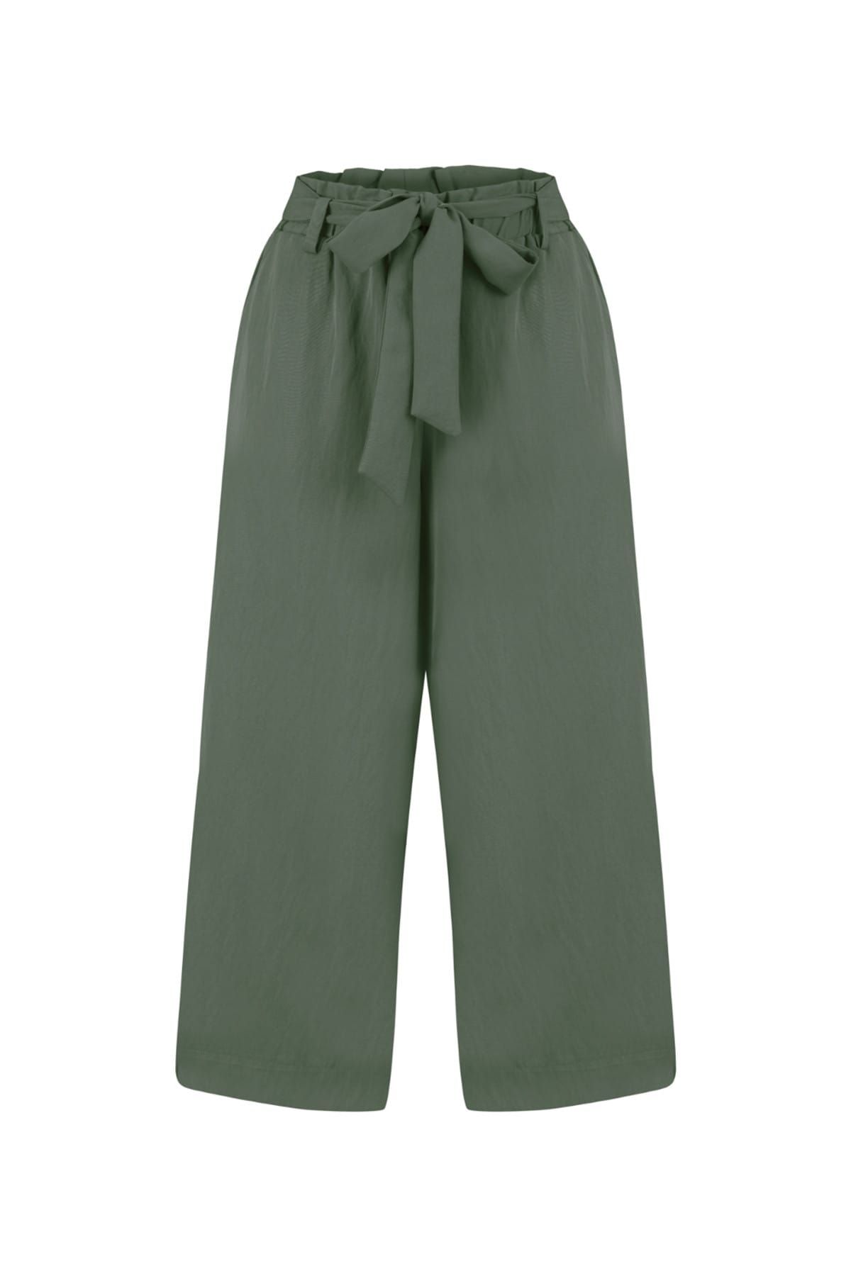 Mudo Kadın Koyu Yeşil Bağlamalı Culotte Pantolon