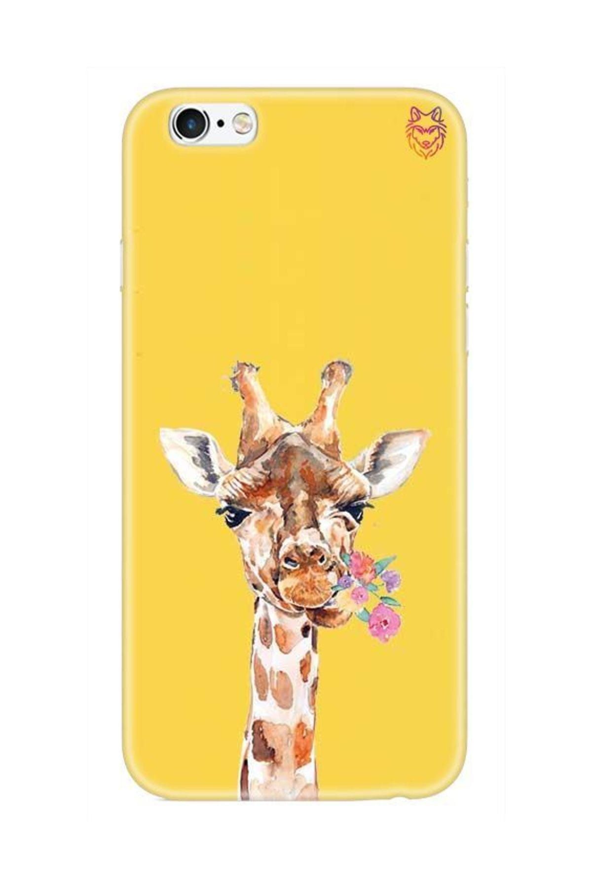Wolf Dizayn iPhone 6S Plus Sarı Silikon Kılıf -Zürafa