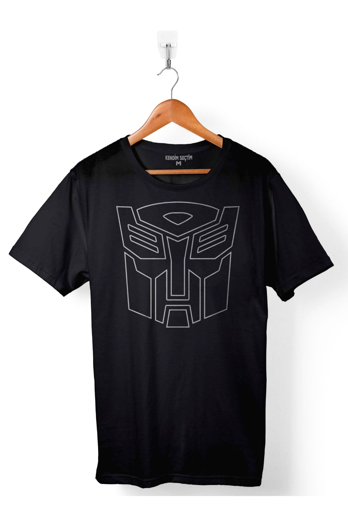 Kendim Seçtim Erkek Siyah Transformers Logo Tişört