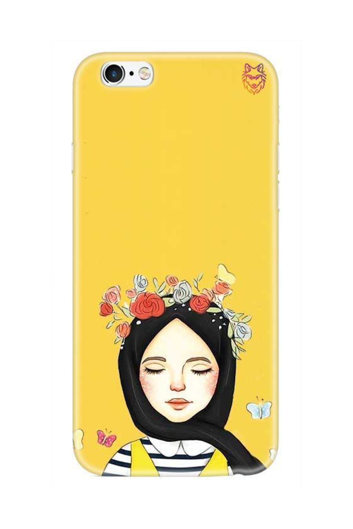 Wolf Dizayn iPhone 6S Plus Sarı Silikon Kılıf -Spring Girl