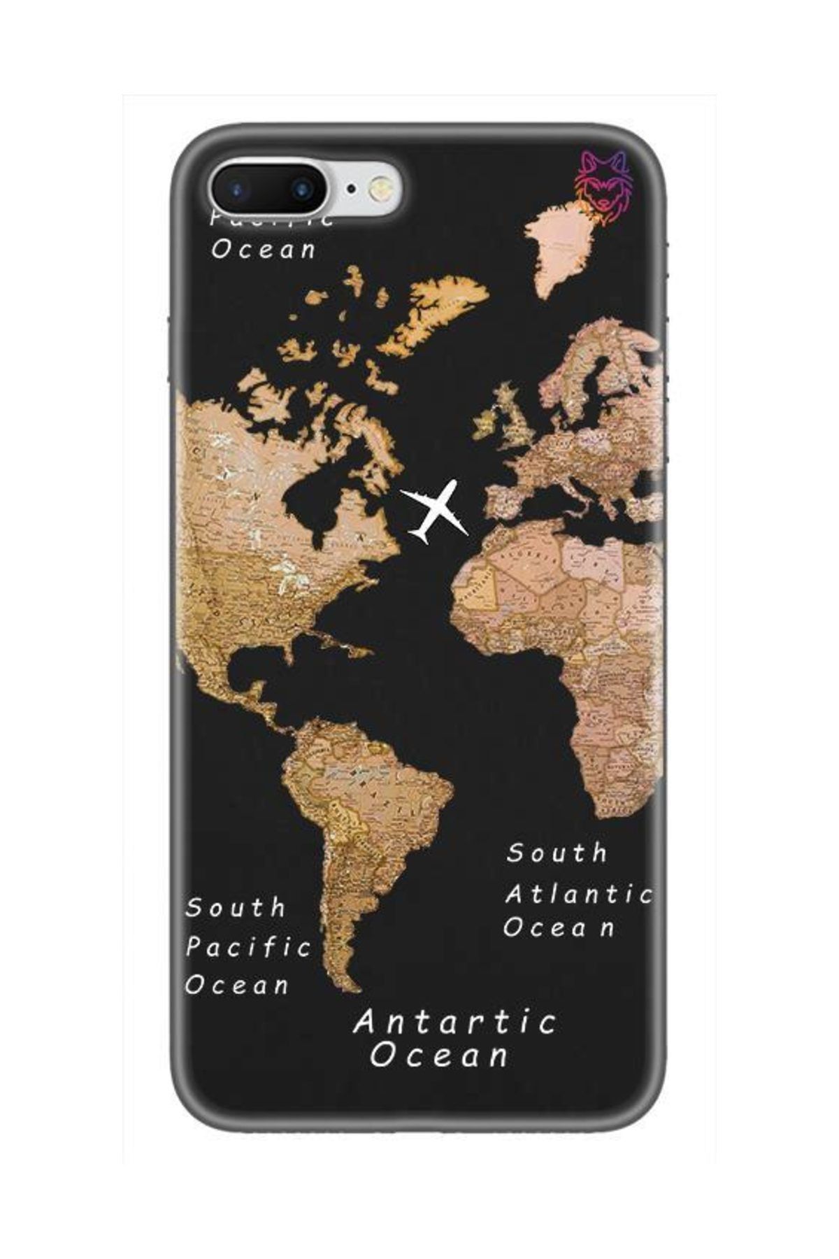 Wolf Dizayn iPhone 7   Plus  Silikon Kılıf -Old Map
