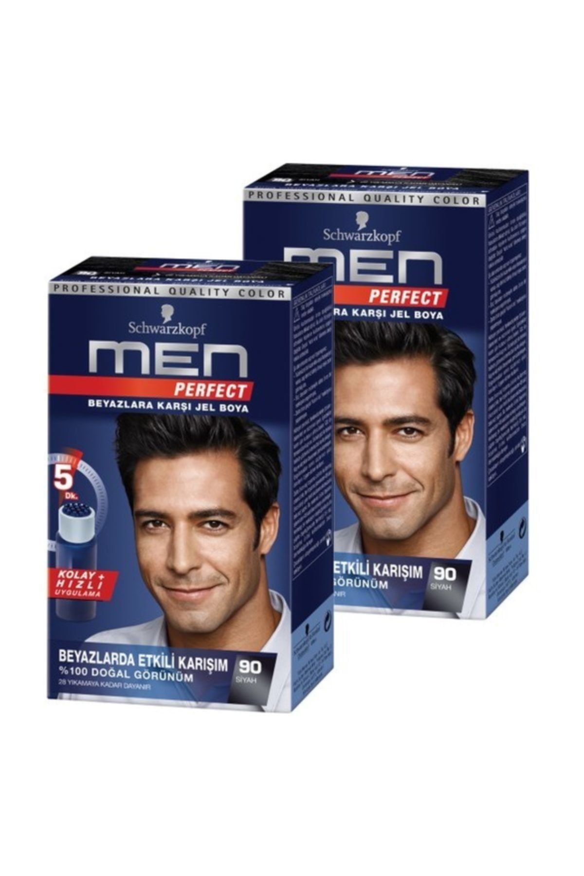 Men Perfect Saç Boyası 90 - Siyah 80 ml x 2 Adet