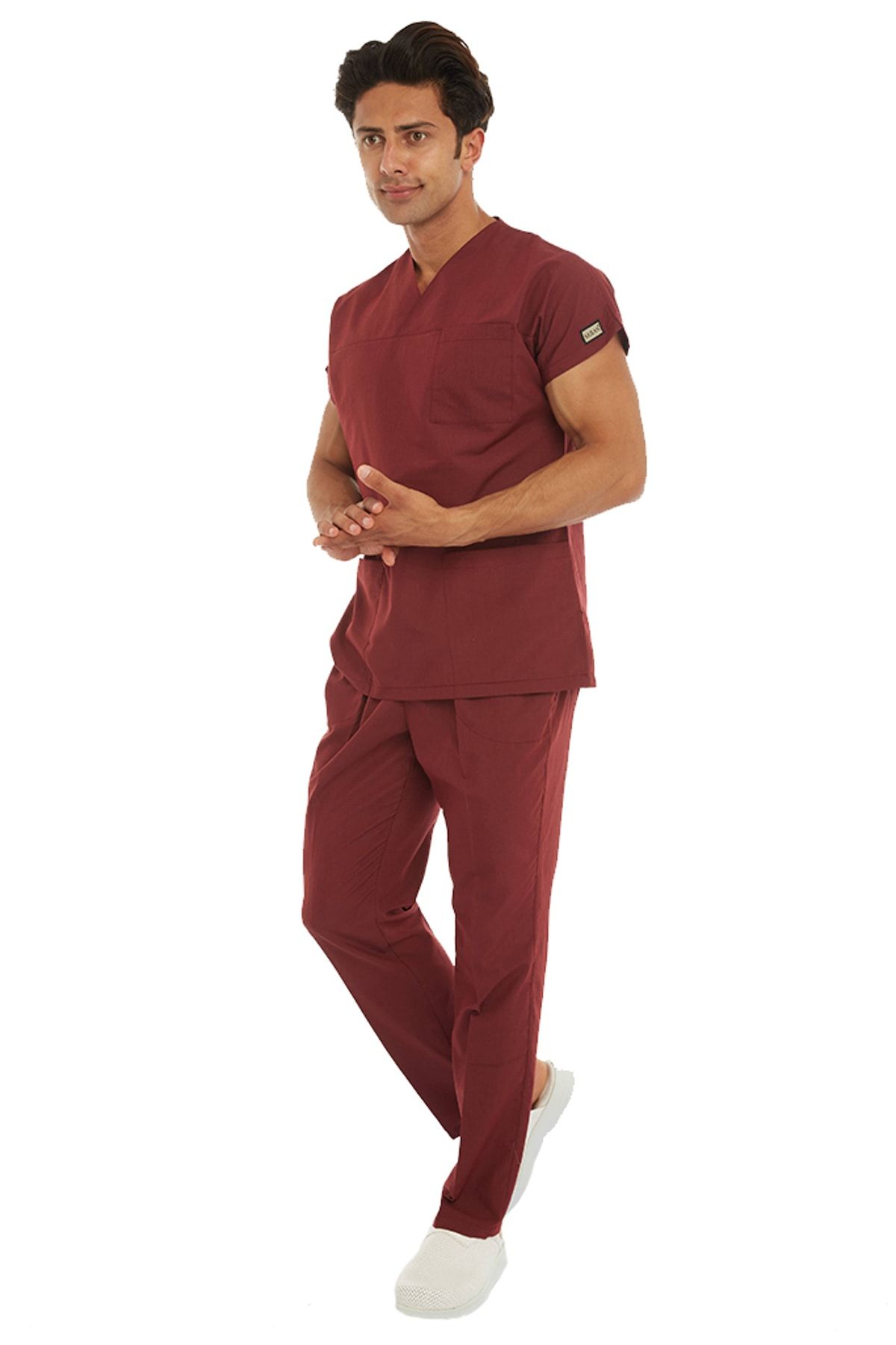 VEHBİ Terikoton (İnce) Kumaş Erkek Doktor Hemşire Hastane Forması Nöbet Takımı (Zarf Yaka-Klasik Kol)