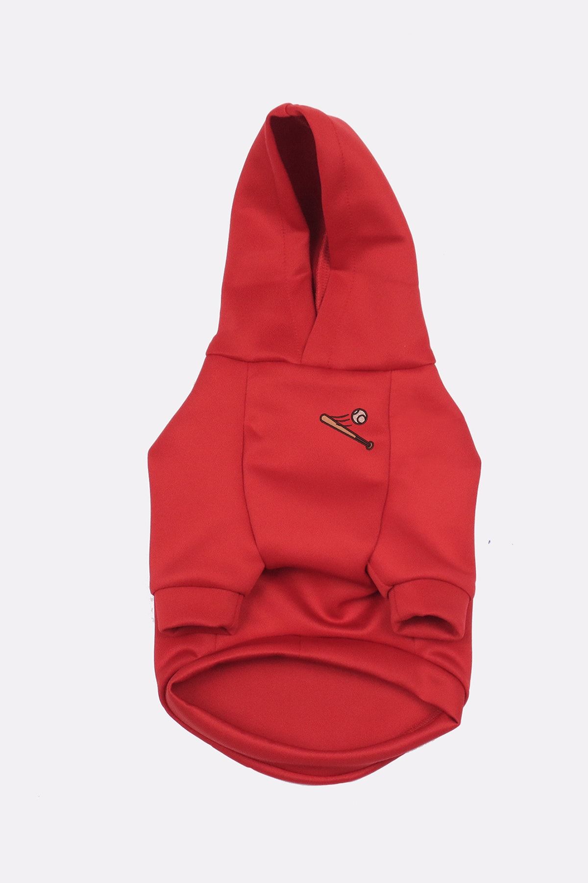 Flanevr Köpek Sweatshirtü Beyzbol Nakışlı - Form Fitting ve Su İtici - Kırmızı S