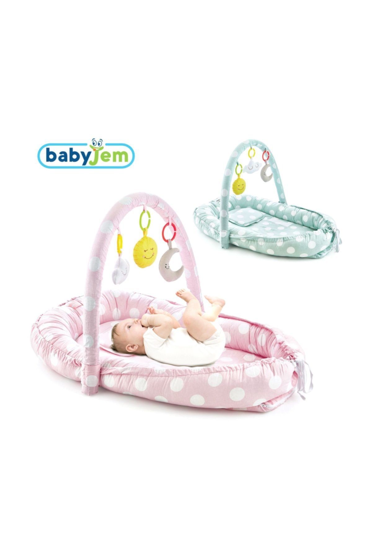 Babyjem Oyuncaklı Anne & Baba Yanı Bebek Yatağı Pembe