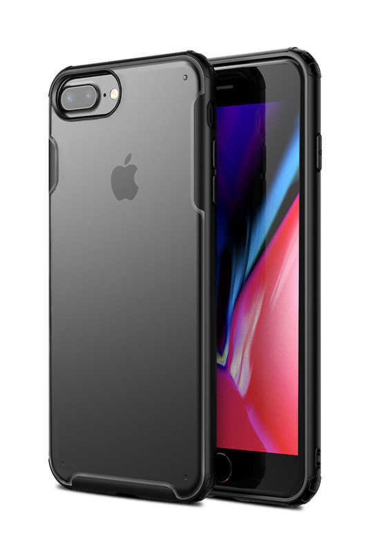 KNY Apple Iphone 7 Plus Kılıf Renkli Silikon Kenarlı Sert Volks Kapak