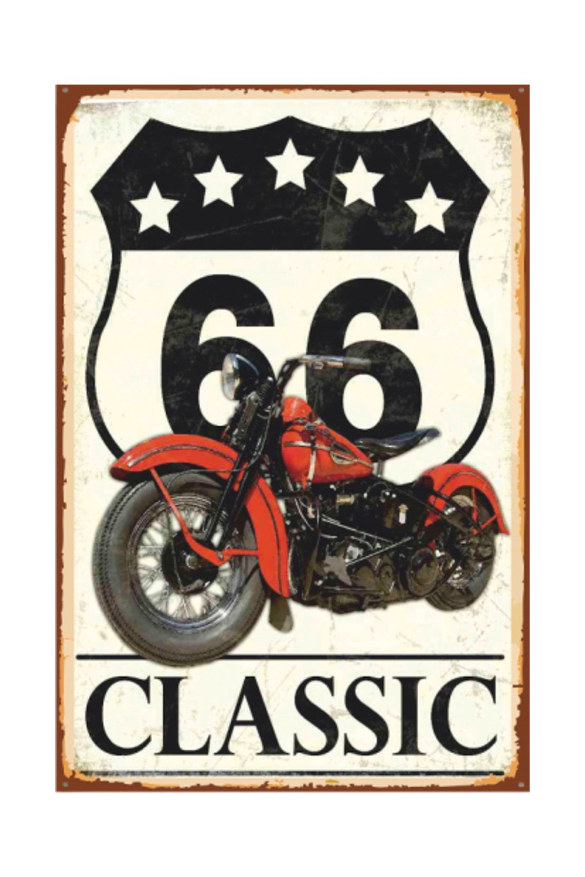 Hayat Poster Route 66 Klasik Motor Retro Vintage Ahşap Poster 2030019