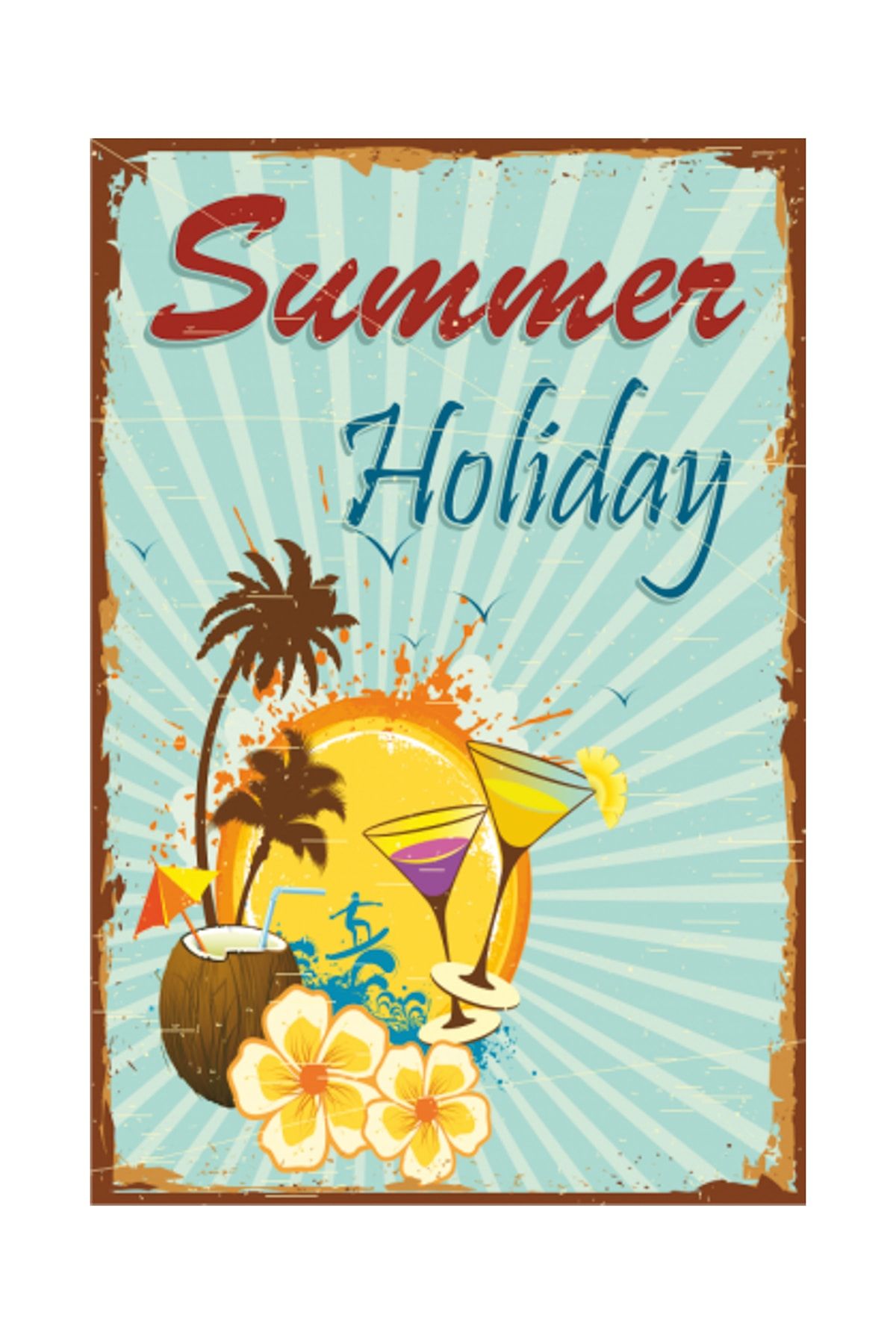 Hayat Poster Summer Holiday Retro Vintage Ahşap Poster 2030027