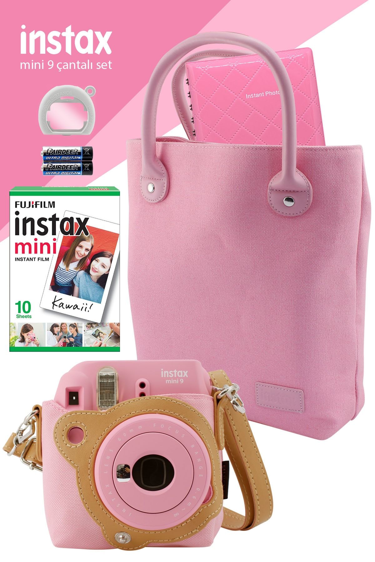 Fujifilm instax mini 9 Açık Pembe Fotoğraf Makinesi ve Çantalı Hediye Seti 5
