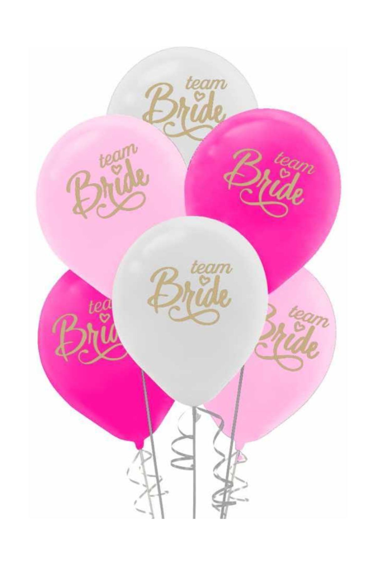 Partici Team Bride Baskılı Karışık Renk Balon 5'li Paket