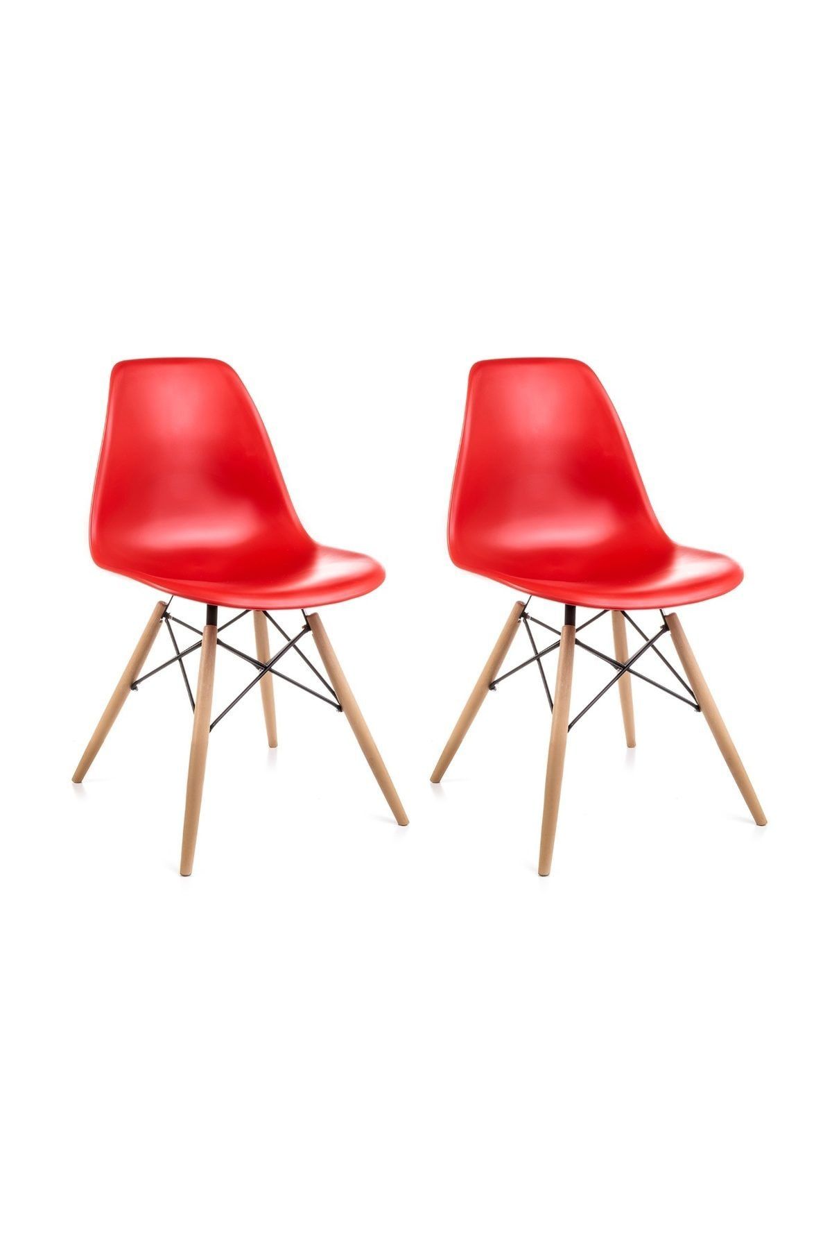 Dorcia Home Kırmızı Eames Sandalye - 2 Adet - Cafe Balkon Mutfak Sandalyesi