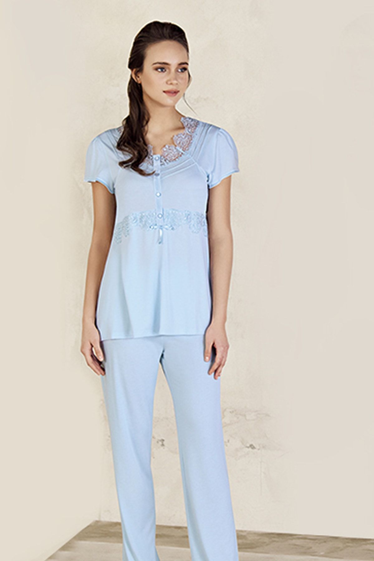 Artış Kadın Mavi Üçlü Lohusa Pijama Takımı