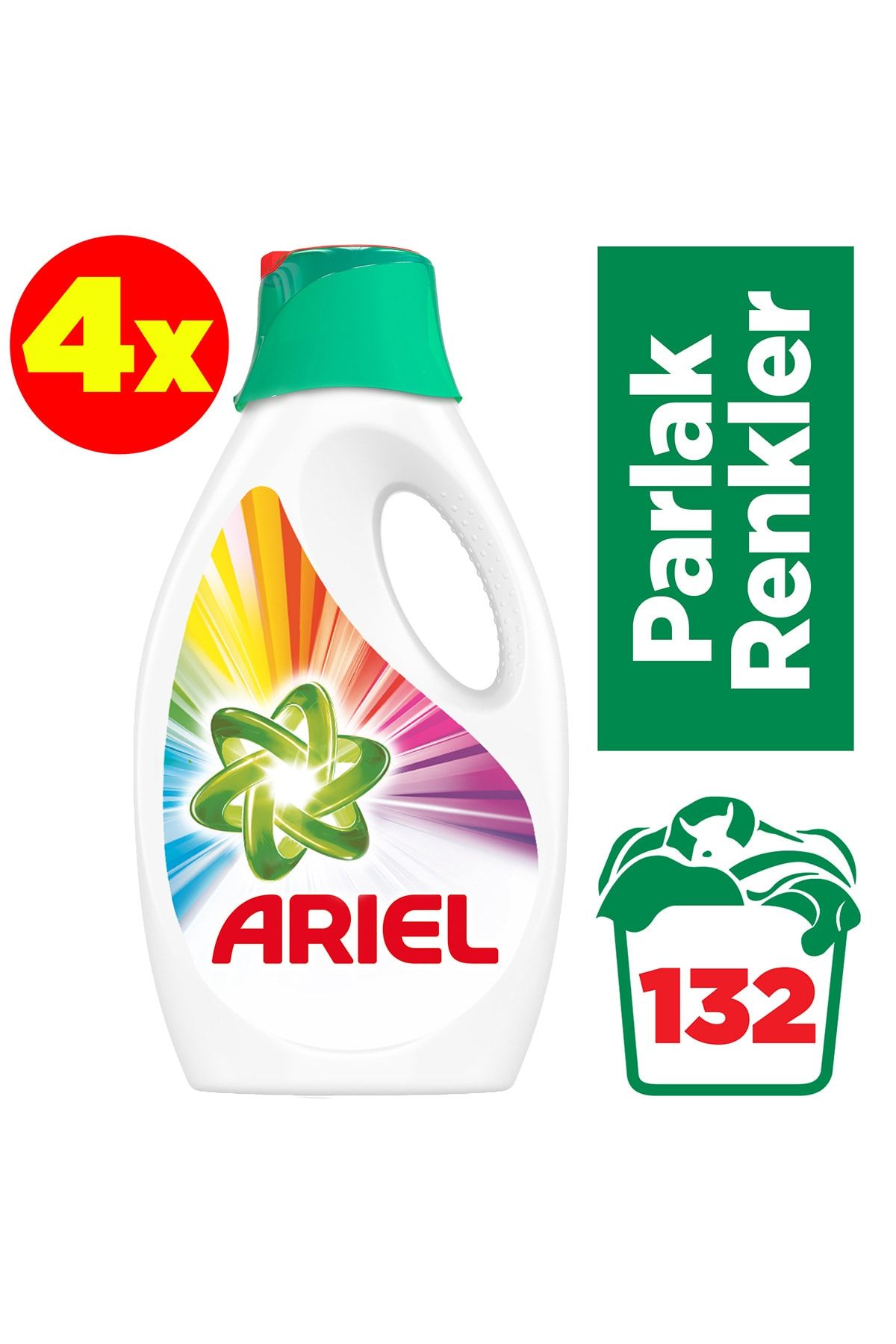 Ariel Sıvı Çamaşır Deterjanı Parlak Renkler 33 Yıkama 4'lü Paket