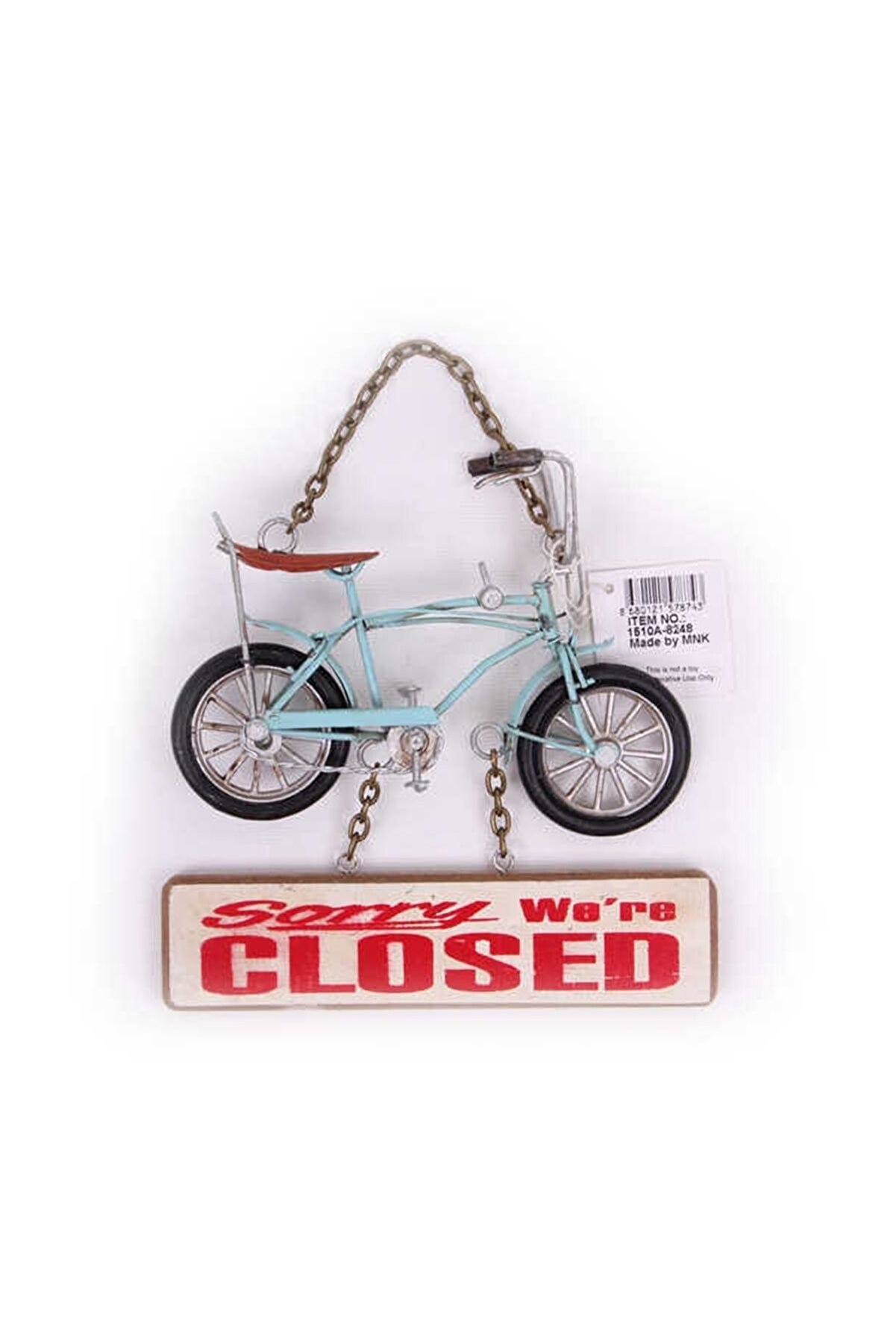 Hediye Mevsimi Dekoratif Metal Kapı Yazısı Bisiklet Open - Closed 16,5 cm. genişlik : 16 cm.
