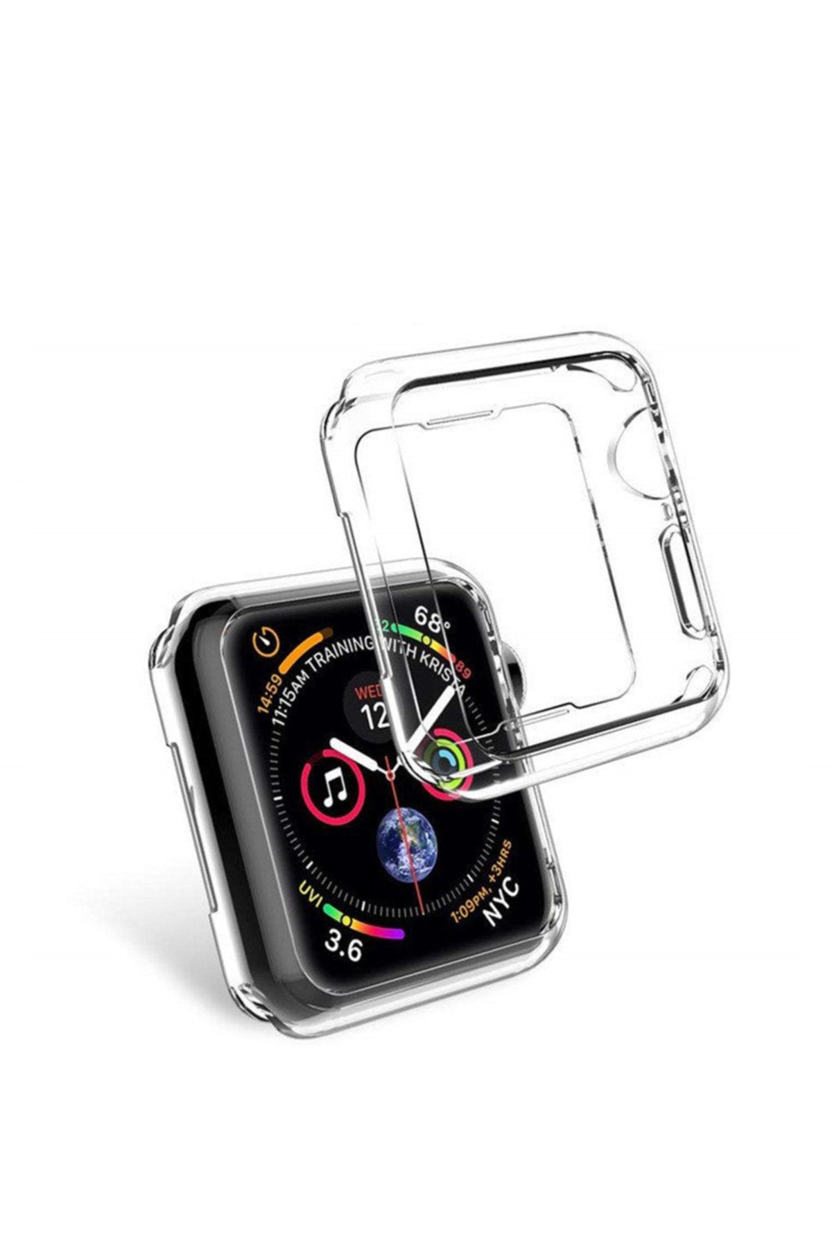 Microcase Apple Watch Seri 5 40 mm Önü Açık Tasarım Silikon Kılıf - Şeffaf