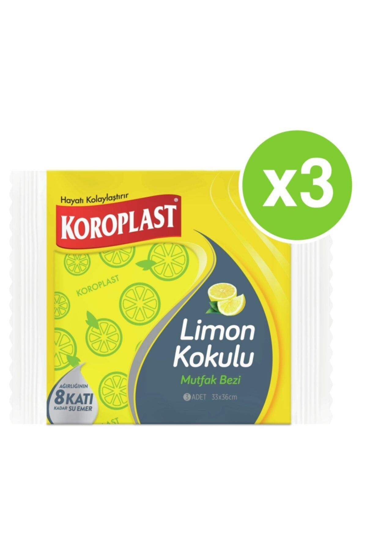 Koroplast Limon Kokulu Mutfak Bezi 3lü X 3 Paket
