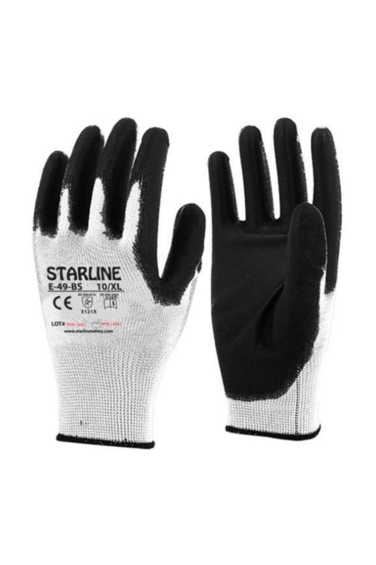 Starline E-49bs-10 Poliüretan Eldiven No:10/xl Beyaz-siyah