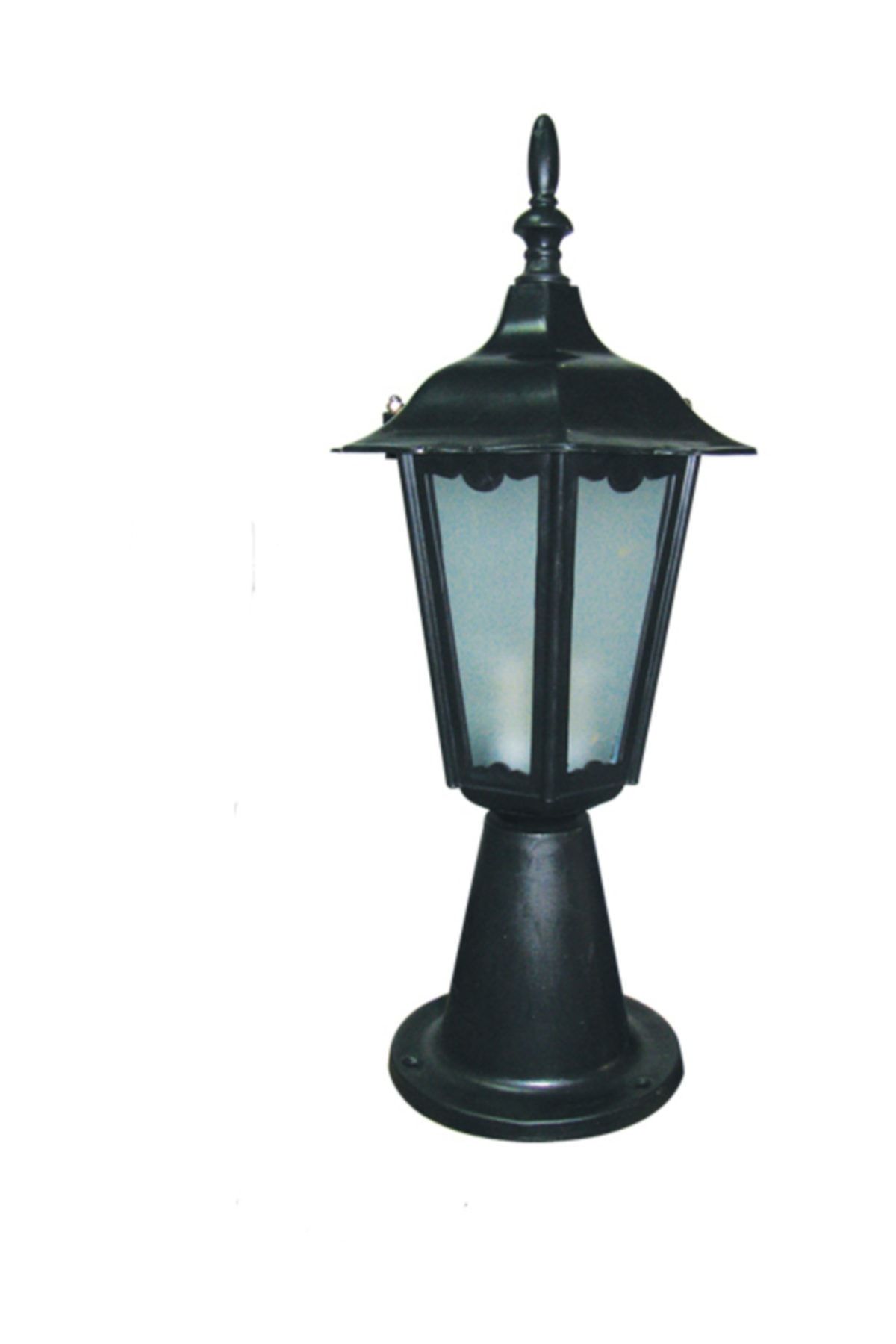 D-light Küçük Altıgen Fener Setüstü Siyah Renk Bahçe Lambası