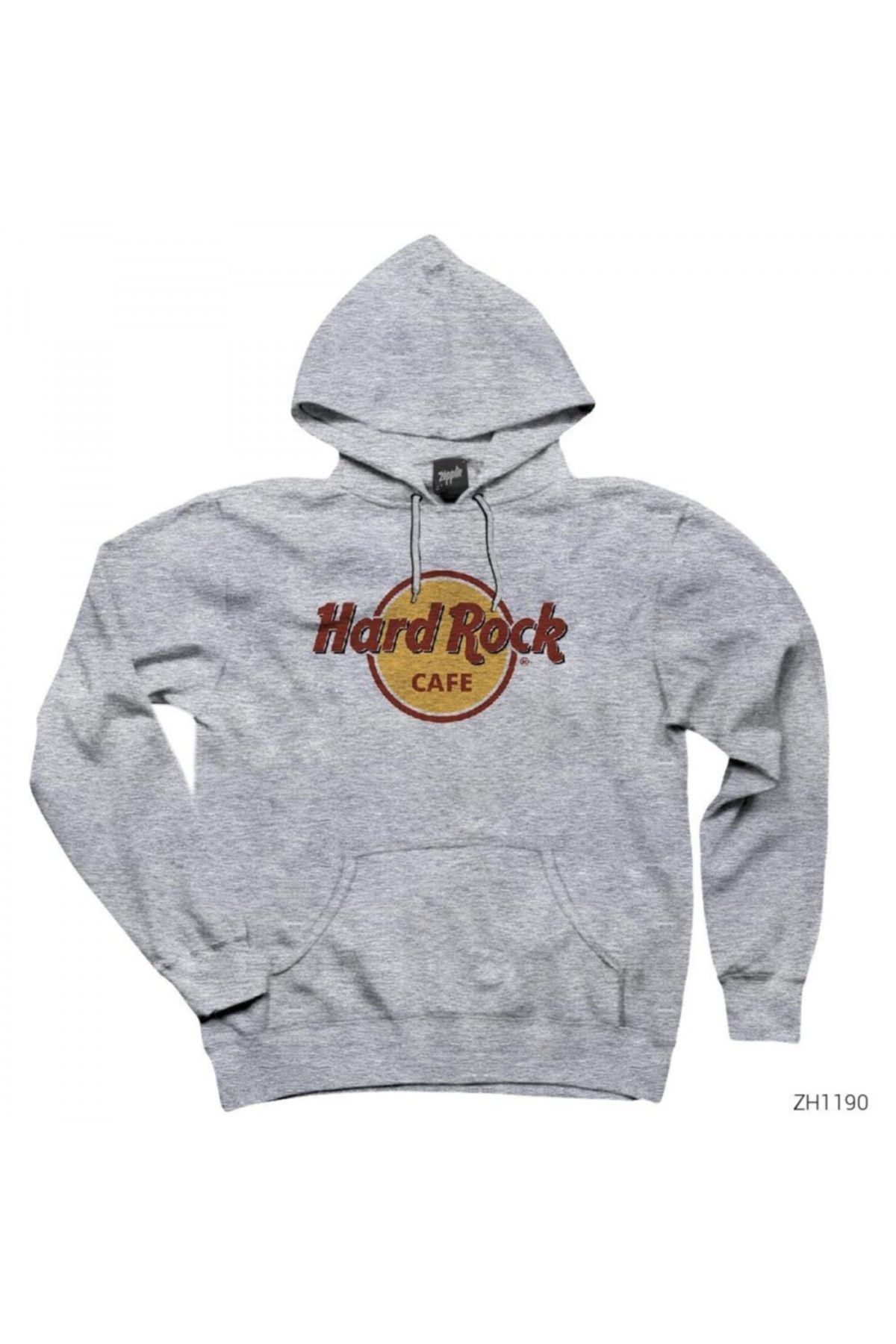 Z zepplin Hard Rock Cafe Gri Kapşonlu Sweatshirt / Hoodie