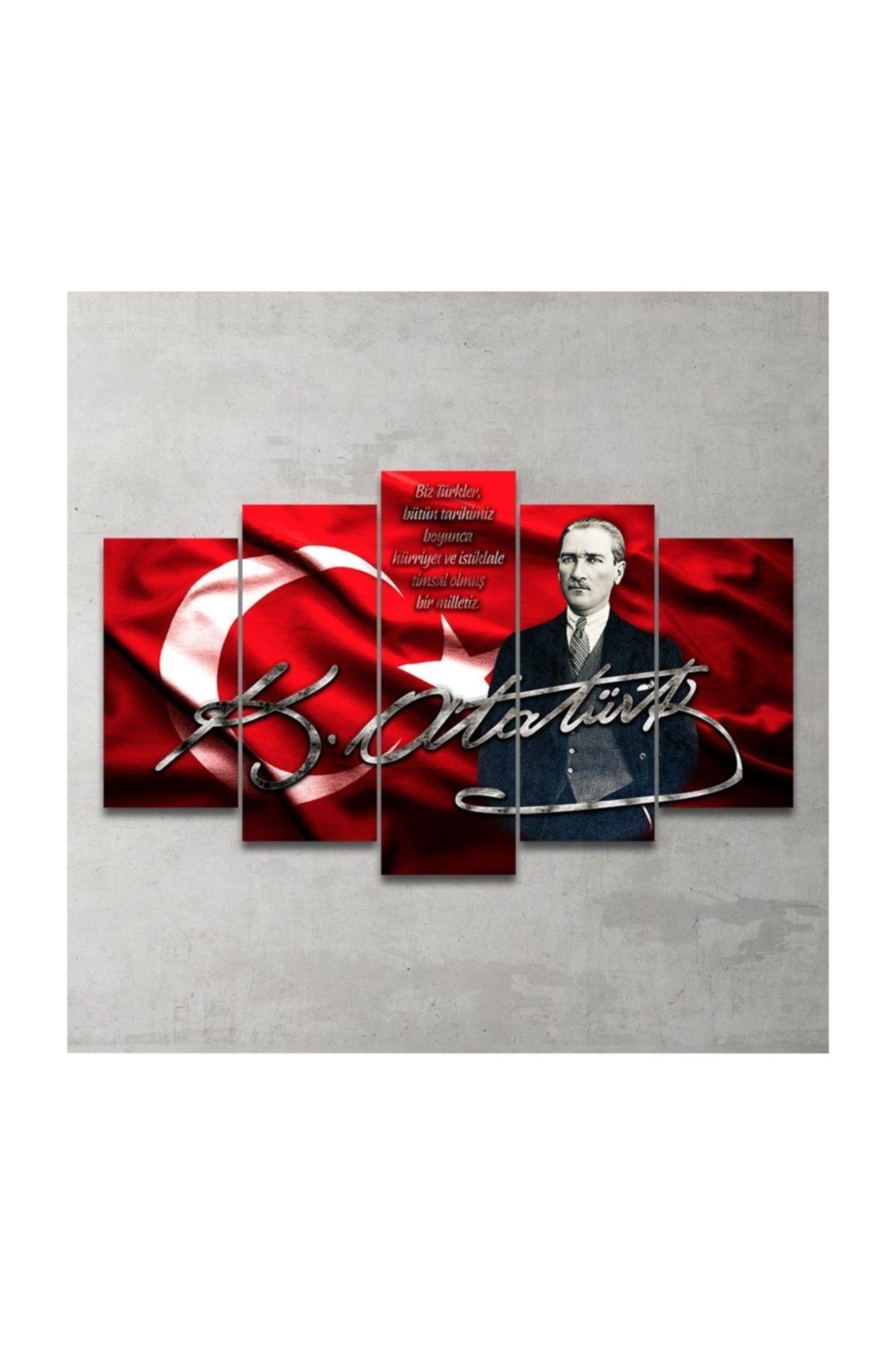Plustablo Atatürk Panosu 5 Parça Mdf Tablo