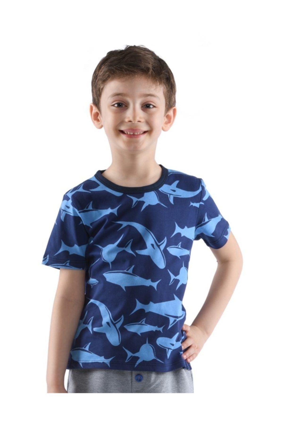 Cute Crazy Erkek Çocuk Köpekbalıklı Tshirt