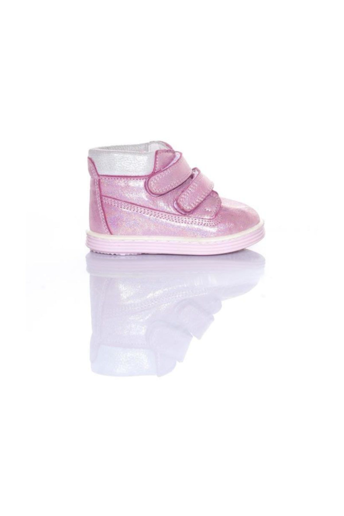 WSTARK Kız Bebek Parlak Pembe Hakiki Deri Bebek Bot Ayakkabı Ws 3050