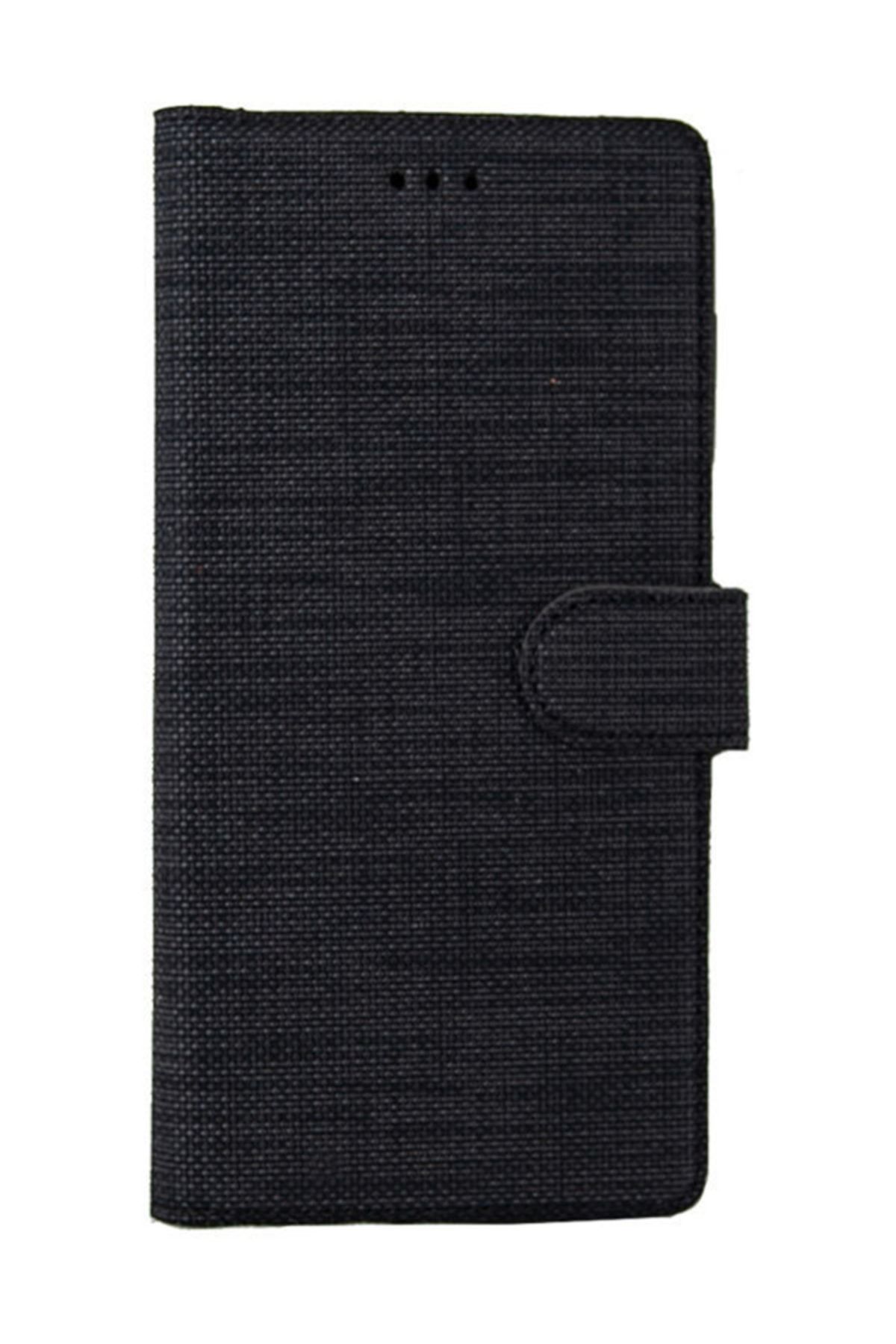 Coverzone Samsung Galaxy Note 5 Standlı Kartvizitli Ve Para Gözlü Kumaş Desen Mhm Siyah