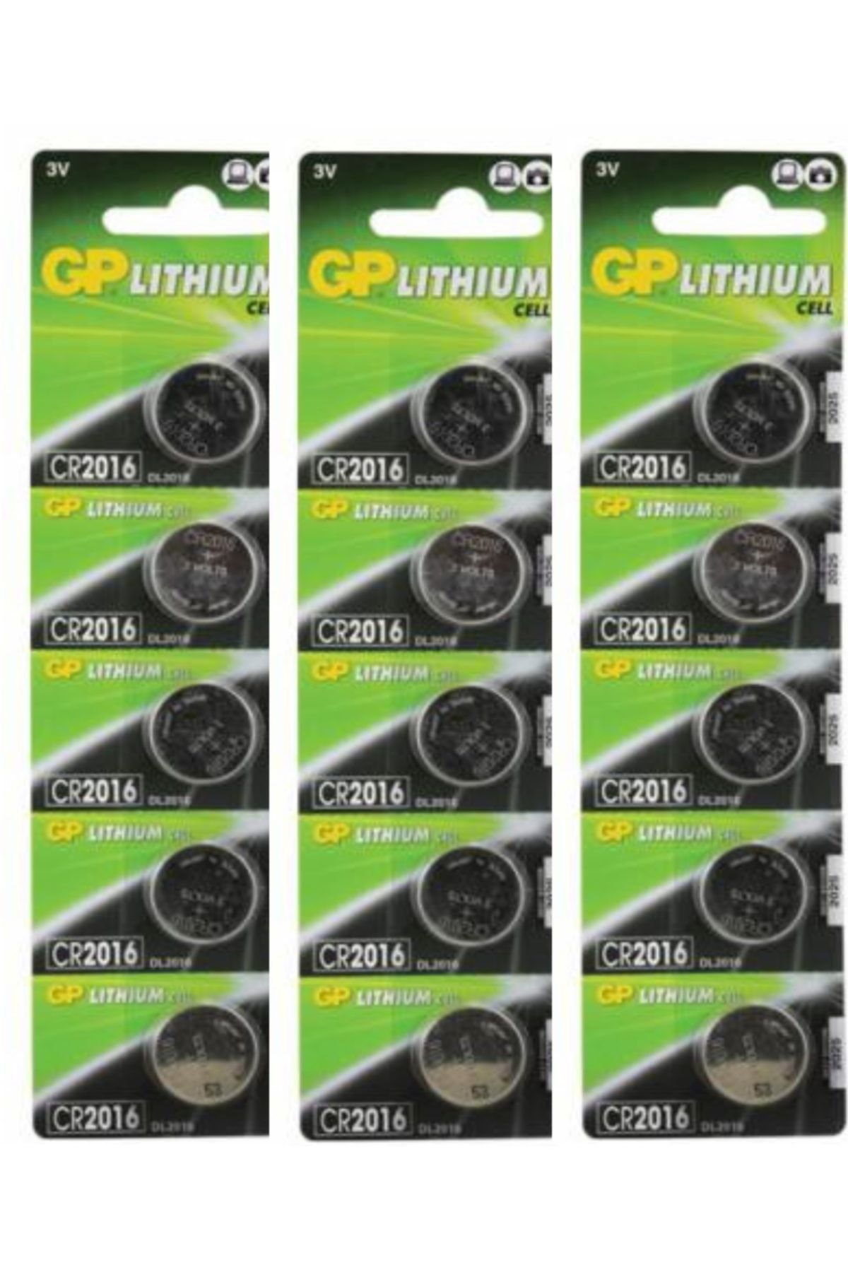 GP 15 Adet 3 Volt Cr2016 Lityum Düğme Para Pil(dl2016 Bios-kepenk-kumanda-hesap Makinesi Lithum Pili