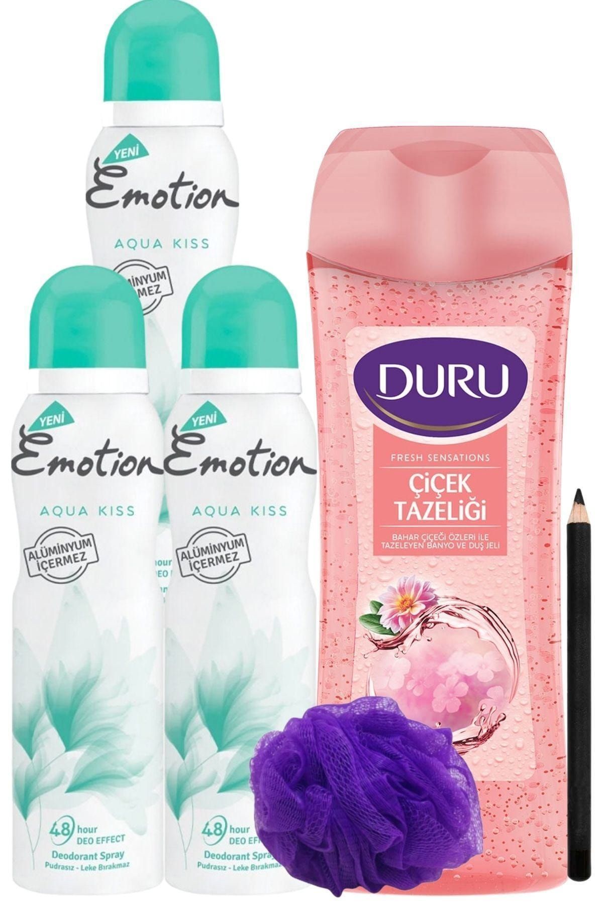 Emotion Aqua Kıss Kadın Deo 150 Ml + Duru Çiçek Tazeliği Duş Jeli 450ml/set 6 Parça