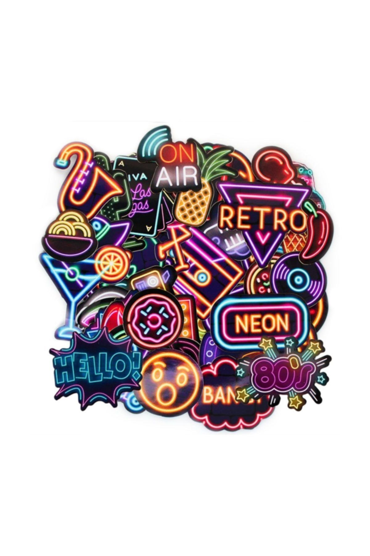 TUGİBU Neon Retro Laptop Sticker 50 Adet