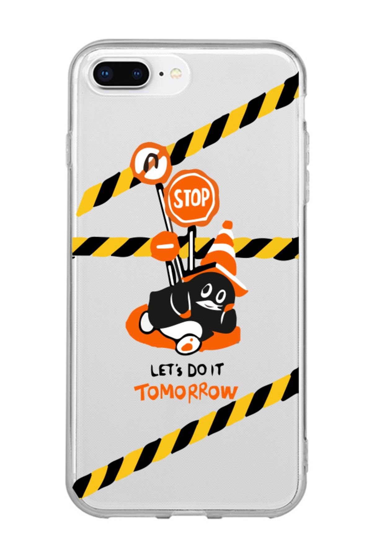 TrendCell Iphone 7/8 Plus Uyumlu Stop Desenli Şeffaf Kapak Kılıf