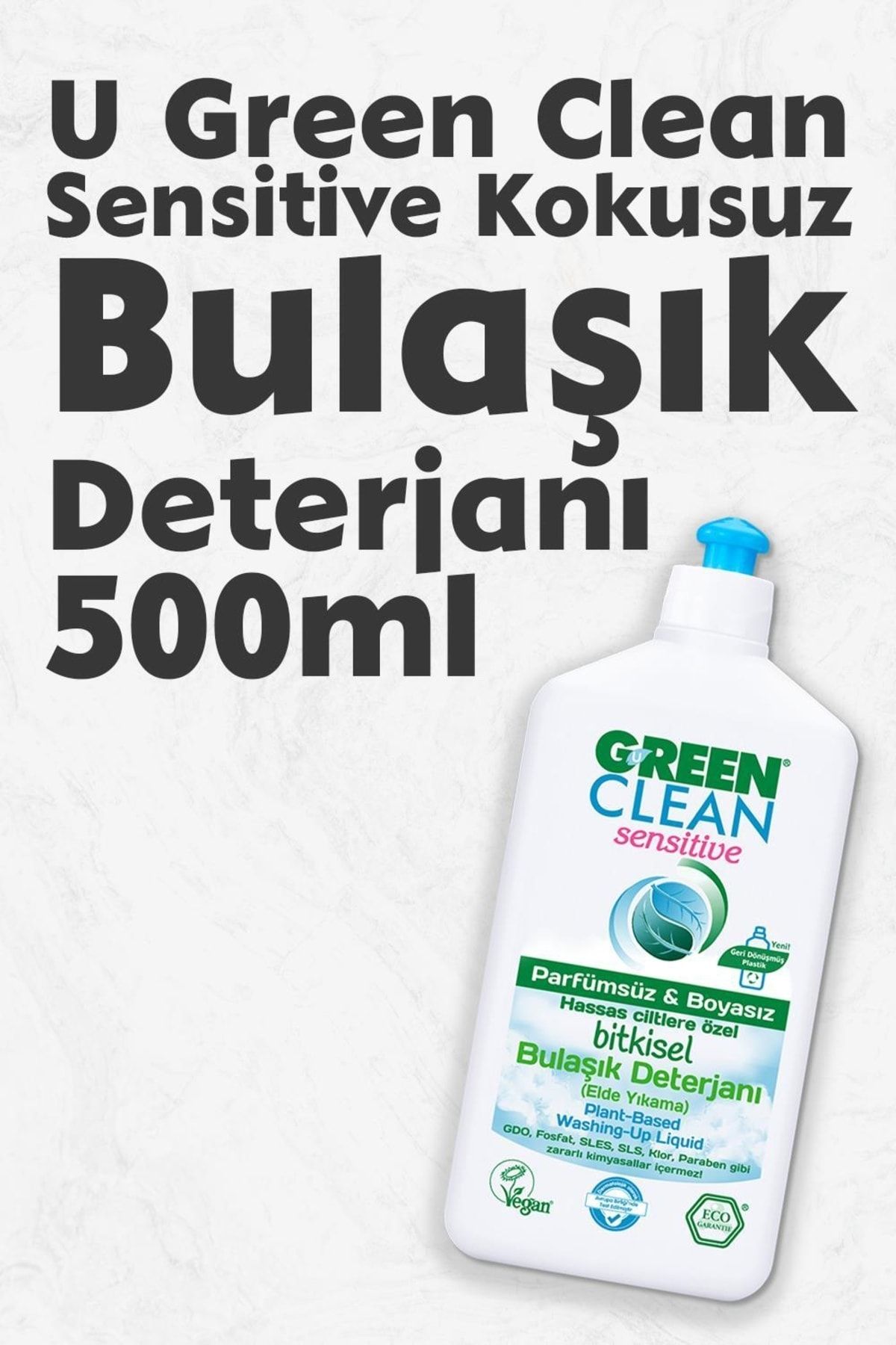 Green Clean U Sensitive Kokusuz Bulaşık Deterjanı 500 Ml