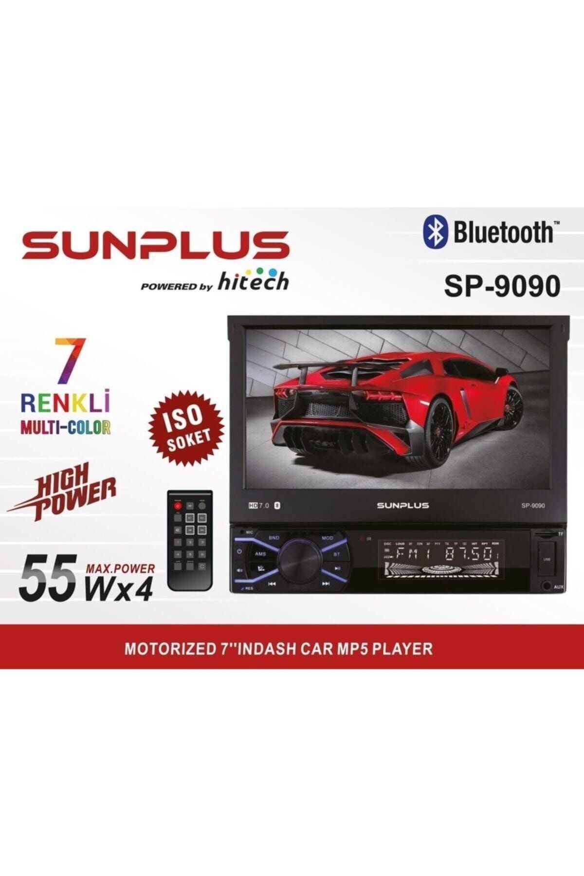 Sunplus Sun Plus 9090 Oto Teyp Indash 7" 4x55w Bt usb sd aux Mirror Link 7 Renkli