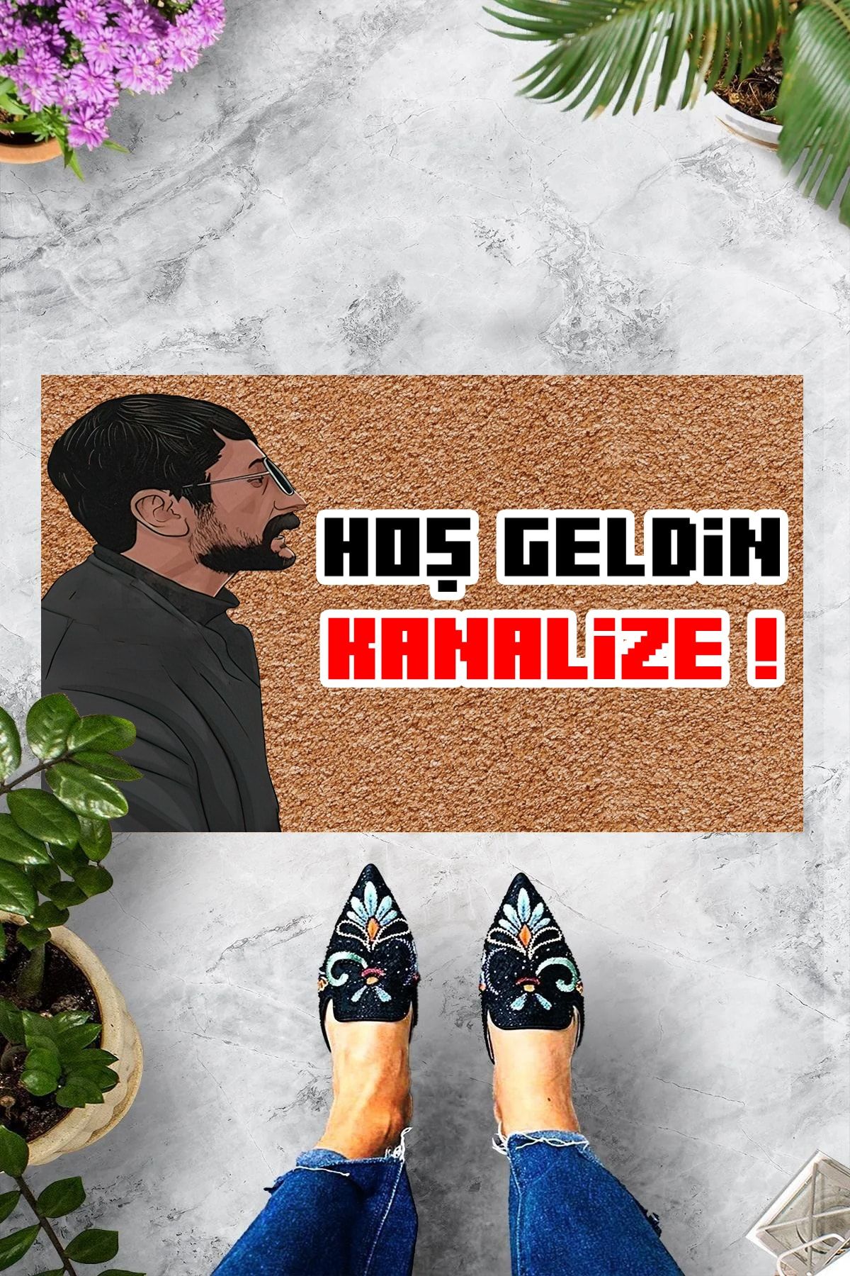 Evsebu Hoş Geldin Kanalize Dekoratif Kapı Önü Paspası
