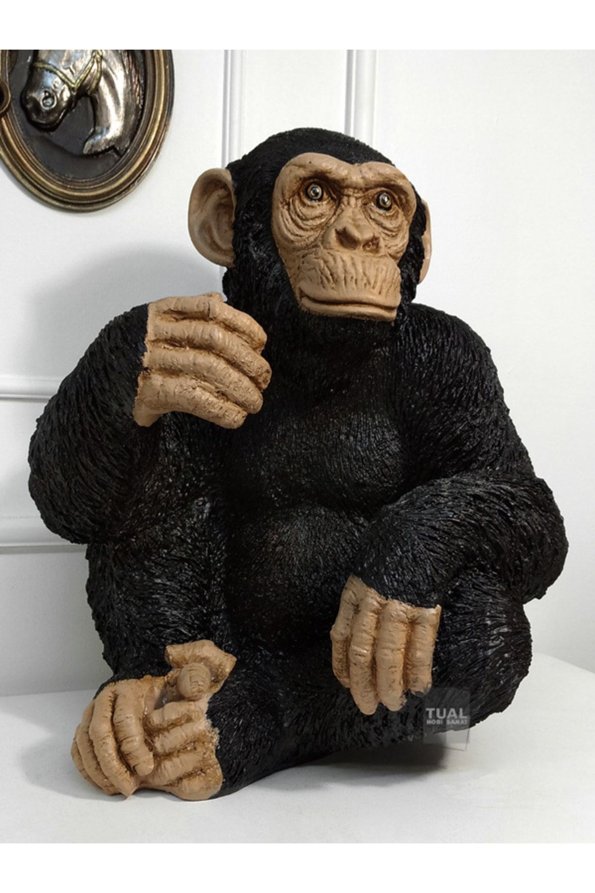 Dekoromi Dekoratif Şempanze Goril Heykeli Küçük (28x23cm)