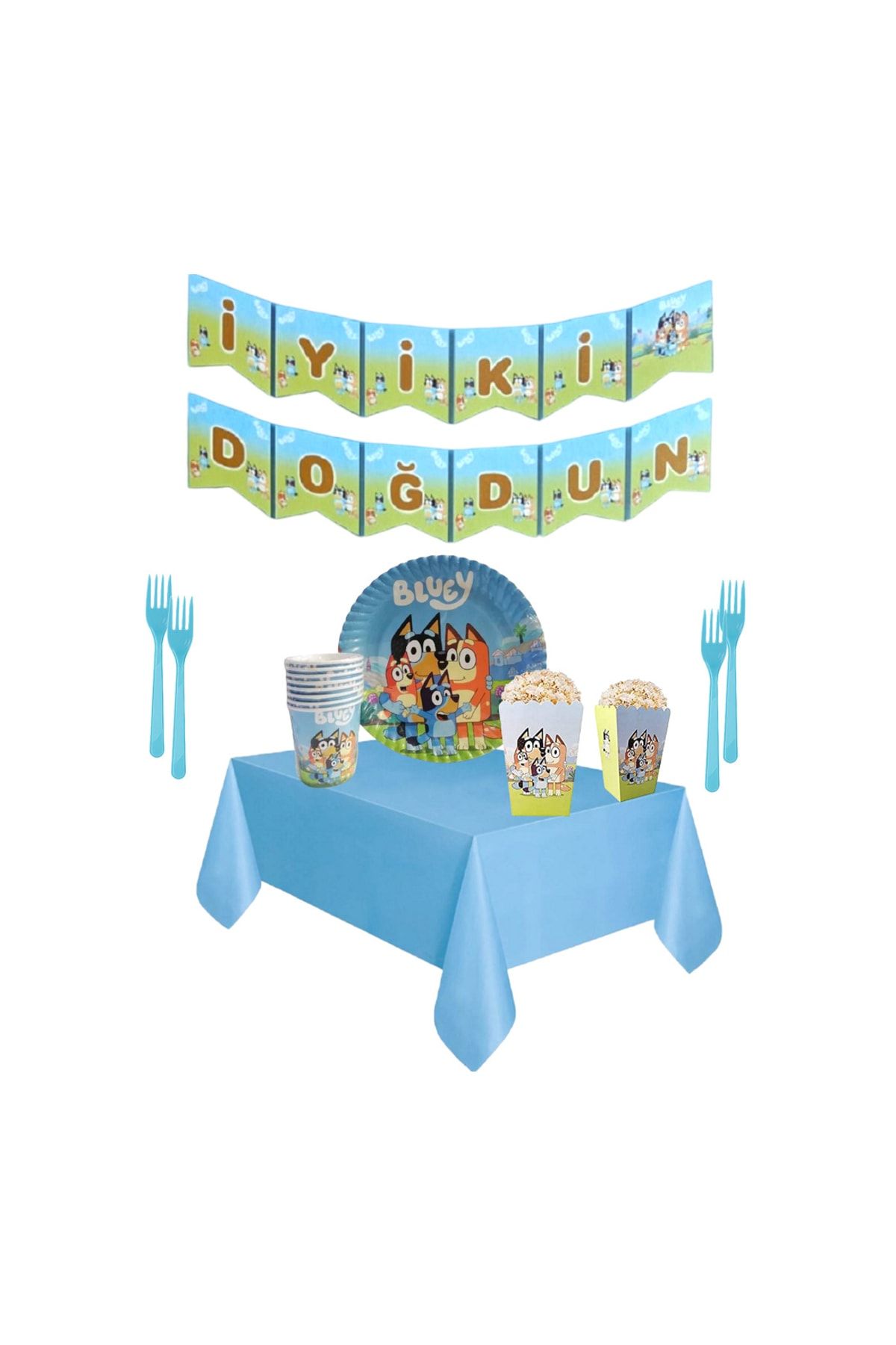 Happyland Bluey Temalı Doğum Günü Süsleri Bluey Bingo Doğum Günü Partisi Komple Set