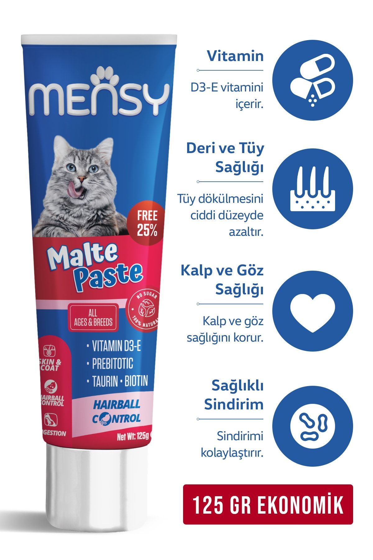Mensy Malte Paste 125 Gr. (vitamin D3-e , Prebiyotik, Taurin, Biotin)