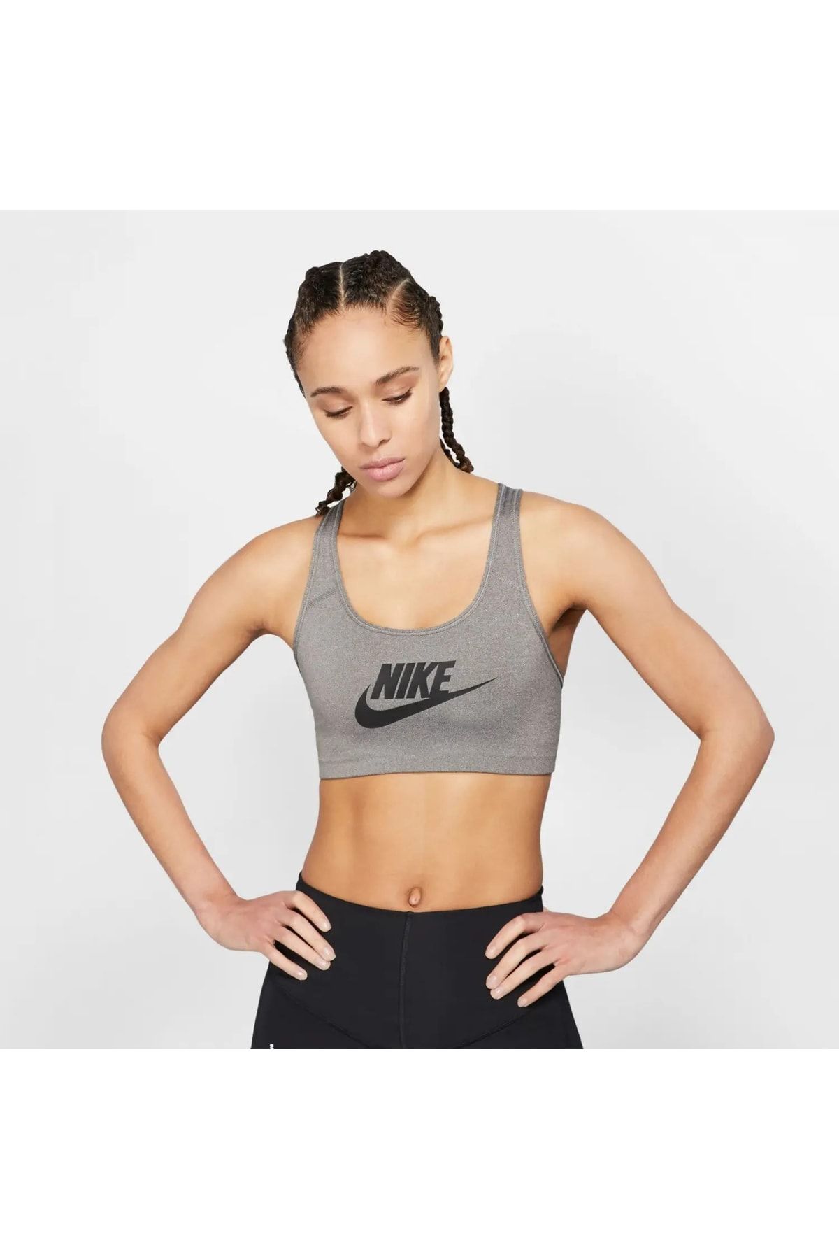 Nike Swoosh Futura Gri Kadın Sporcu Sütyeni