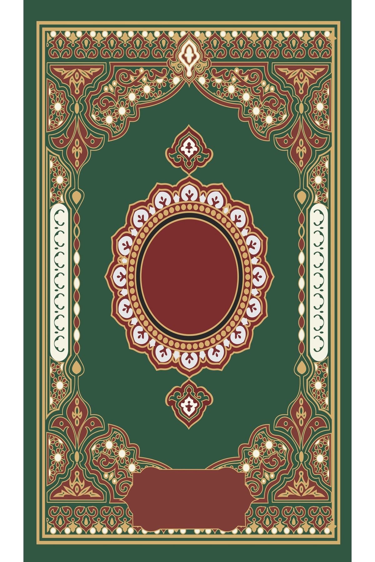 Rugs Modern Halı Yeşil Ve Kırmızı Tonlarında Çiçekli Geometrik Desenli Seccade 70x120
