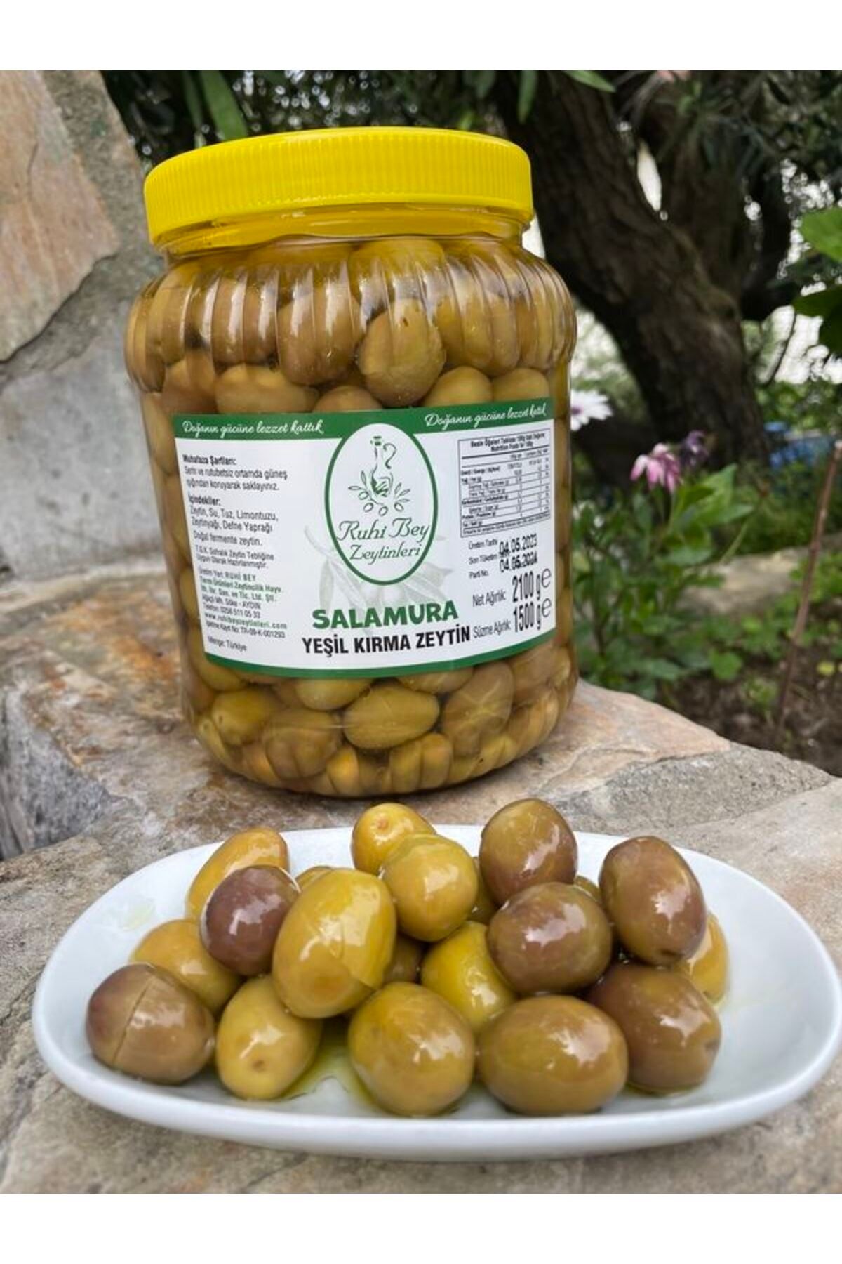 RUHİ BEY ZEYTİNLERİ Domat Yeşil Kırma Zeytin 1,5 Kg