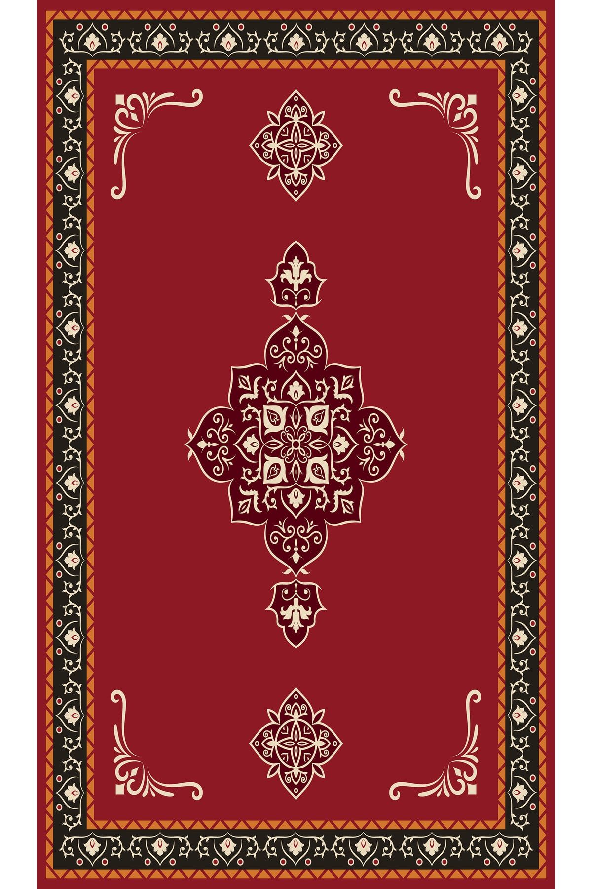 Rugs Modern Halı Kırmızı Etnik Geometrik Desenli Seccade 70x120