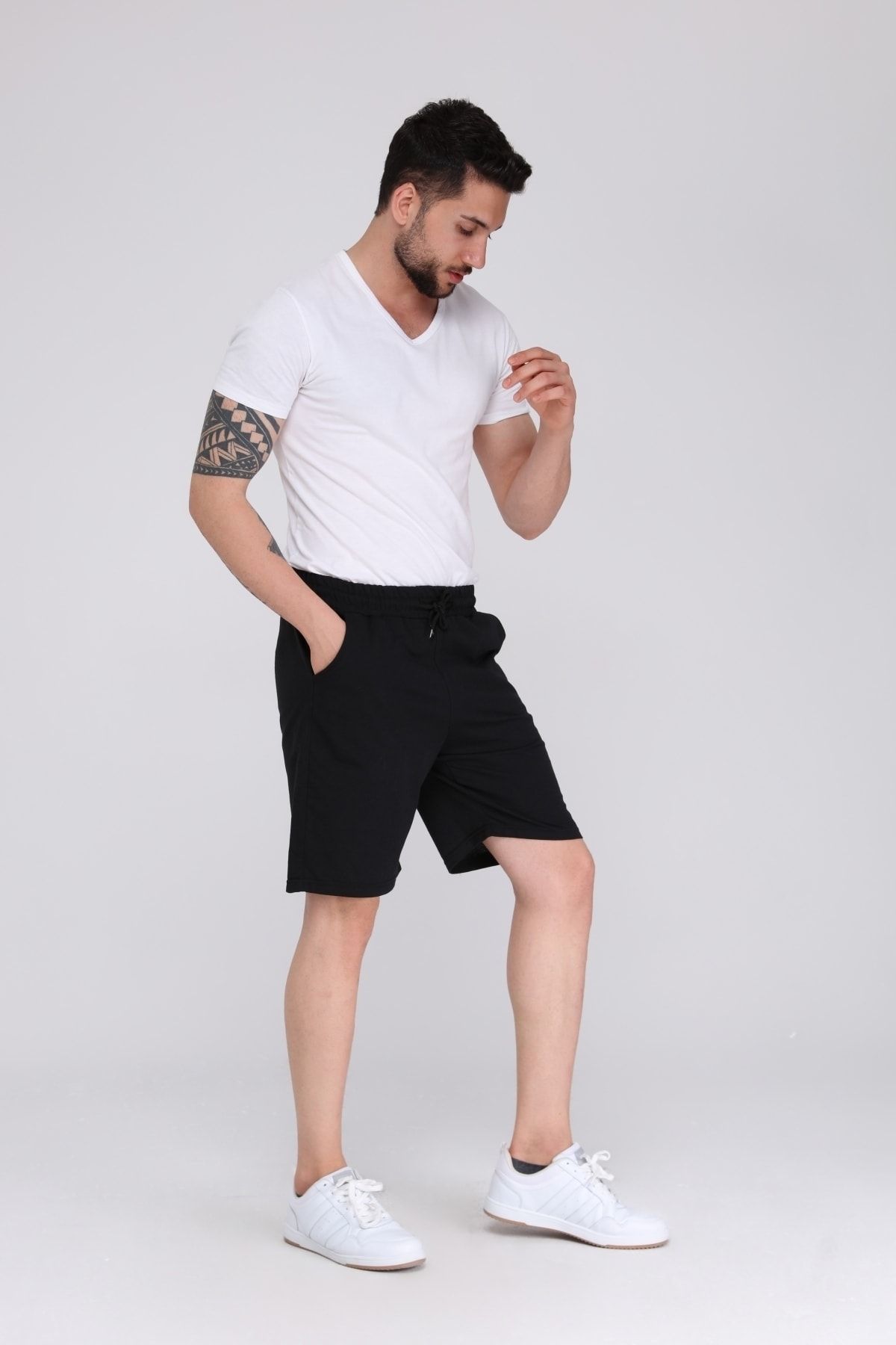 KRAVEN Erkek siyah Yazlık Oversize Spor Bermuda Şort
